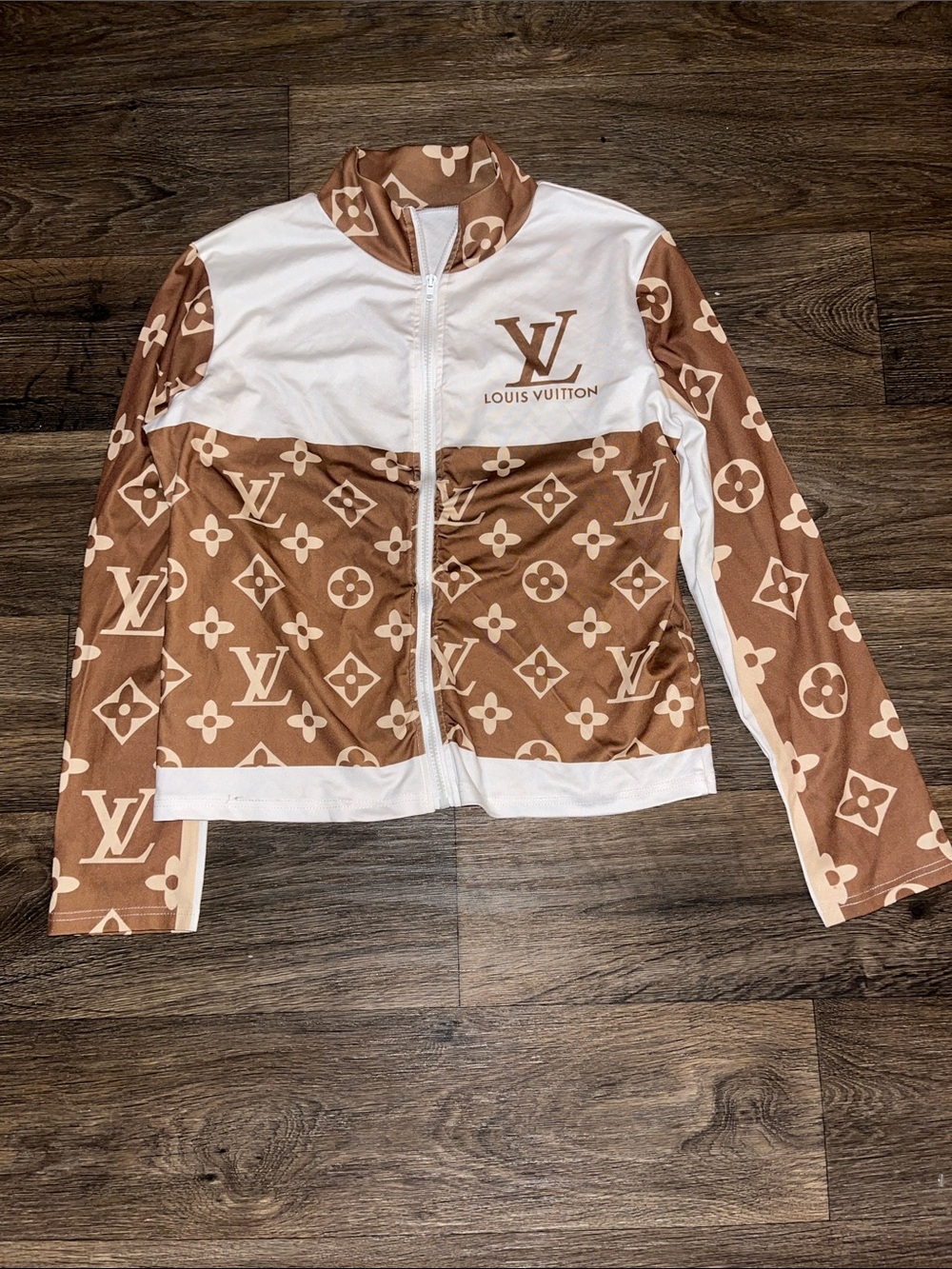 Pattern Women's Brown & White Monogram Track Jacket